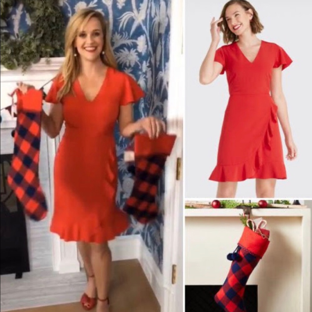 Draper James Red Ruffled Wrap Dress